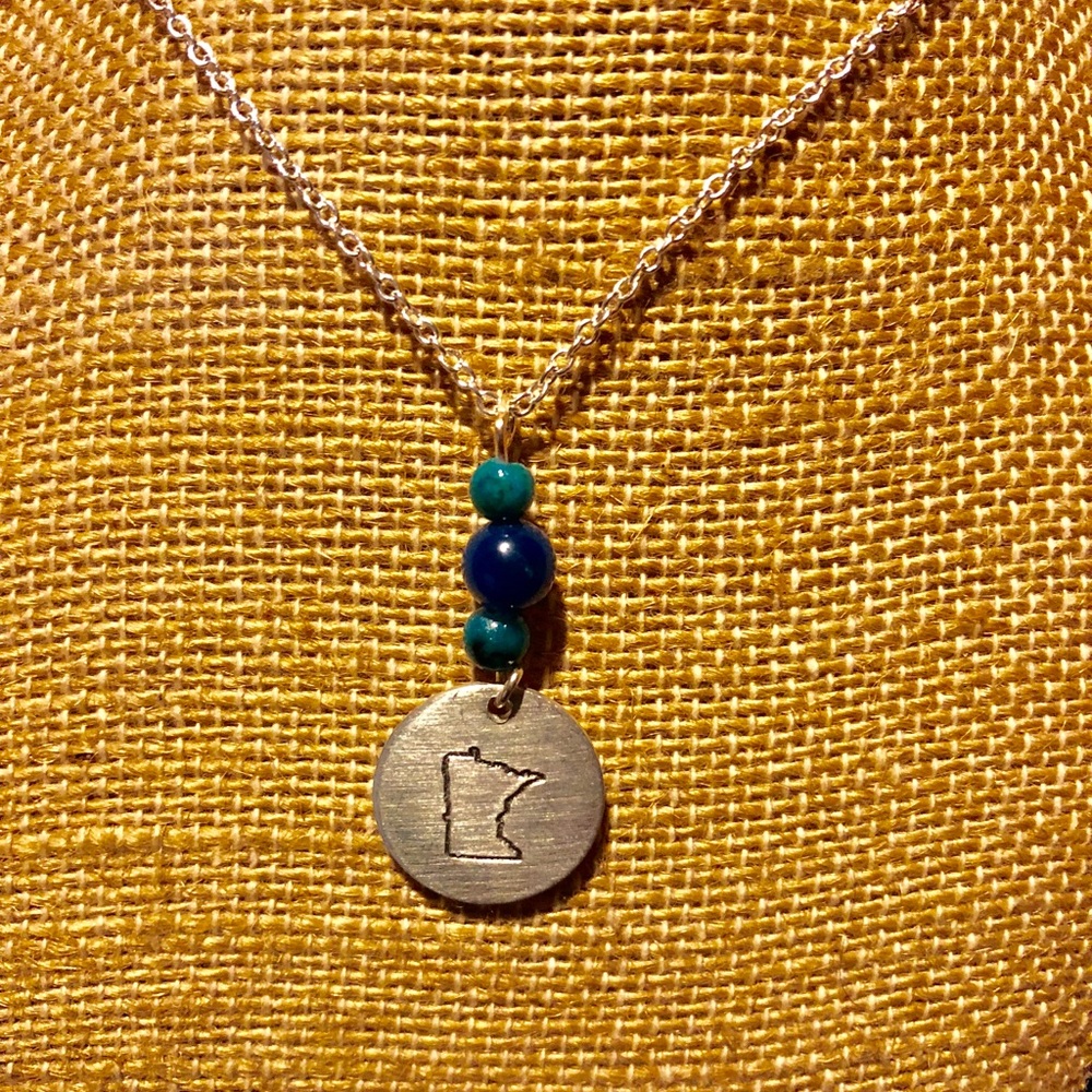 Beaded chain MN state necklace